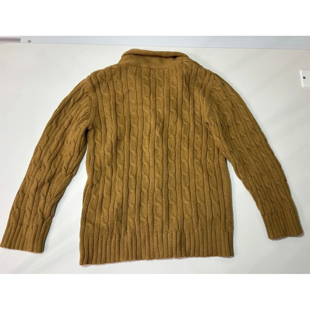 Gymboree Boys Brown Cable Knit Shawl Collar Cardigan Sweater Size S 5-6
